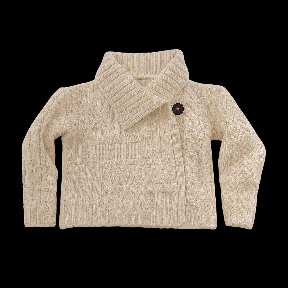 Vintage Merino Wool Cropped Fisherman Sweater